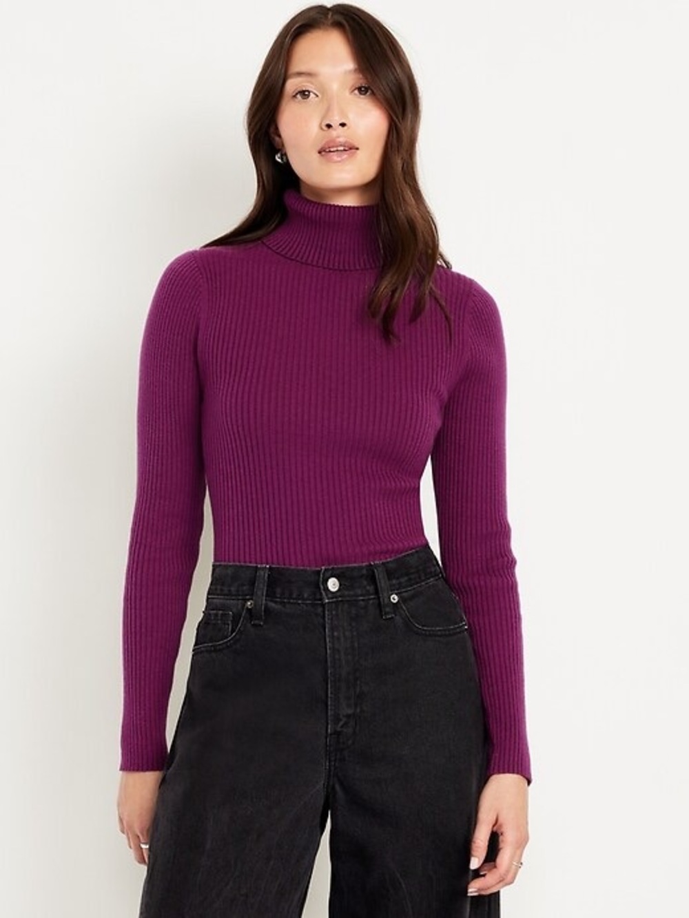 Old Navy Magenta Ribbed Turtleneck Sweater